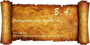 Benyovszky Agád névjegykártya
